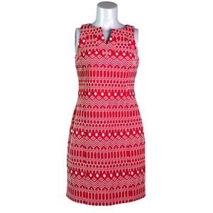 Boden Red & White Sleeveless Sheath Dress